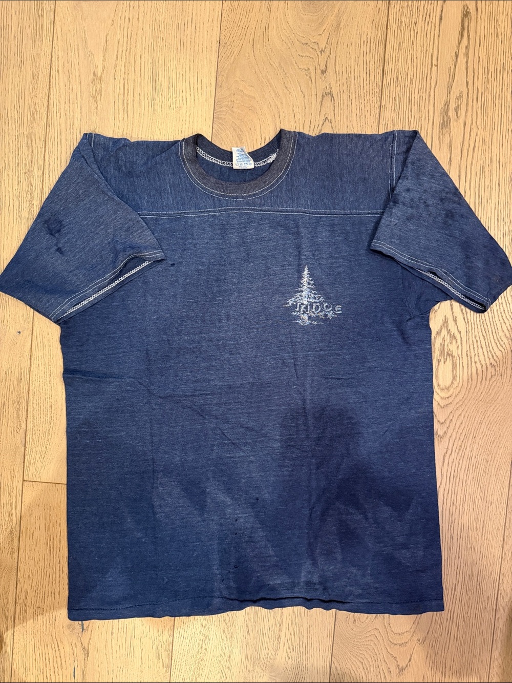 1970’s faded Navy Blue Tahoe Short-Sleeve Tee with White Tree Logo